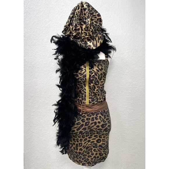 Costumes USA Adult ONE SIZE Leopard Pimpette Dress COSTUME Dress, Hat, Boa EUC - Picture 1 of 6